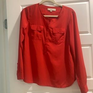 Loft long sleeve red shirt small